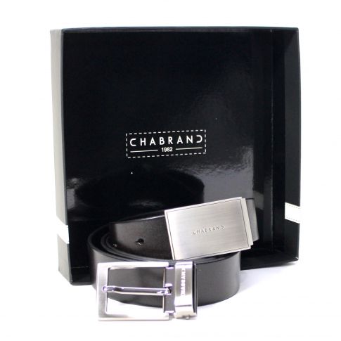 COFFRET DE CEINTURE AJUSTABLE CUIR LISSE MARRON PLAQUE METALLQIUE ET BOUCLE ARDILLON  - CHABRAND