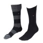 CHAUSSETTE PACK 2 PAIRES NOIR GRISE GROSSES RAYURES - TOMMY