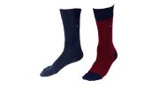 CHAUSSETTE PACK 2 PAIRES NAVY / ROUGES PETITES RAYURES - TOMMY