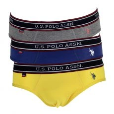 PACK DE 3 SLIPS BASICS JAUNE/NAVY/GRIS TRICOLOR HIP - US POLO ASSN