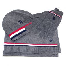 ECHARPE GRISE TRICOLOR EN LAINE  - US POLO ASSN