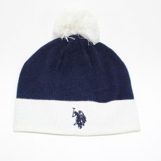 BONNET MARINE EN LAINE AVEC POMPON BLANC  - US POLO ASSN