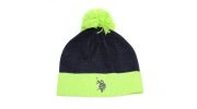 BONNET MARINE EN LAINE AVEC POMPON VERT  - US POLO ASSN