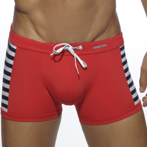 BOXER DE BAIN ROUGE COLORED SAILOR ADS107 - ADDICTED BOXER DE BAIN ROUGE COLORED SAILOR ADS107 - ADDICTED