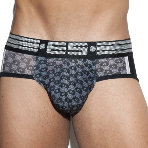SLIP CRAVAT PRINT BRIEF NOIR UN232 - ES COLLECTION SLIP CRAVAT PRINT BRIEF NOIR UN232 - ES COLLECTION