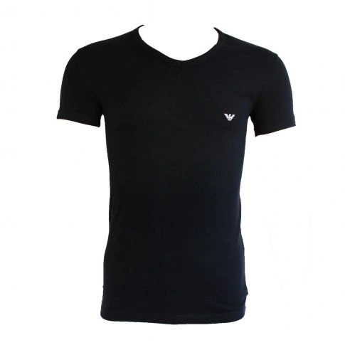 T SHIRT NOIR COL V  EAGLE BLANC - EMPORIO ARMANI