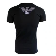 T SHIRT NOIR COL V  EAGLE BLANC - ARMANI