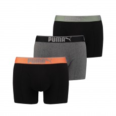 LOT DE 3 BOXERS LIFESTYLE SUEDED COTTON NOIR ET ORANGE - PUMA