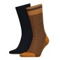 LOT DE 2 CHAUSSETTES BASKET KNIT SOCK UNIS ET A MOTIF NOIR ET MARRON - TOMMY