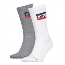 PACK DE 2 PAIRS DE CHAUSSETTES REGULAR CUT GRISES ET BLANCHES LOGO LEVIS - LEVIS