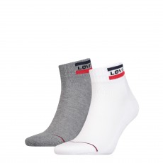 PACK DE 2 PAIRS DE CHAUSSETTES MID CUT GRISES ET BLANCHES LOGO LEVIS - LEVIS