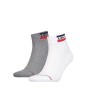 PACK DE 2 PAIRES DE CHAUSSETTES QUARTER MID CUT GRISES ET BLANCHES LOGO LEVIS - LEVIS