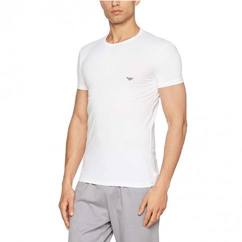 T SHIRT BLANC COL ROND  EAGLE NOIR - EMPORIO ARMANI