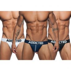 PACK DE 3 STRINGS MESH THONG PUSH UP BLANC/MARINE/NOIR AD732P - ADDICTED