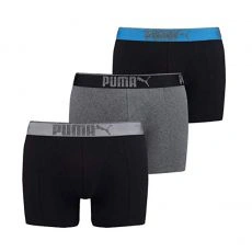LOT DE 3 BOXERS LIFESTYLE SUEDED COTTON NOIR ET GRIS - PUMA