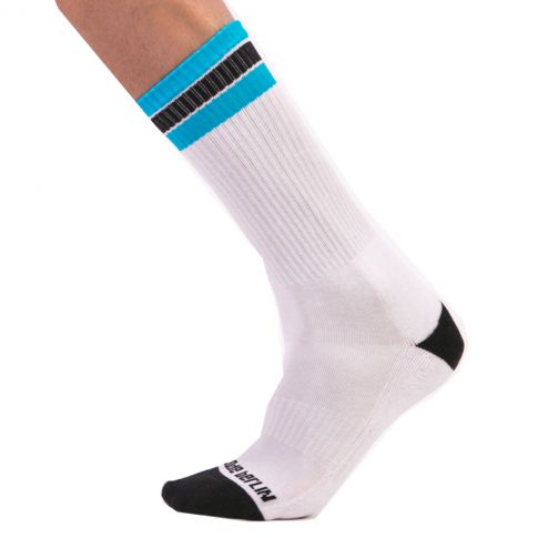 CHAUSSETTES HAUTES FASHION PARIS BLANC/NOIR/TURQUOISE - BARCODE