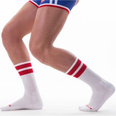 CHAUSSETTES GYM BLANCHES ET ROUGES - BARCODE