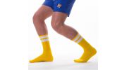 CHAUSSETTES HAUTES GYM JAUNE ET BLANCHE - BARCODE