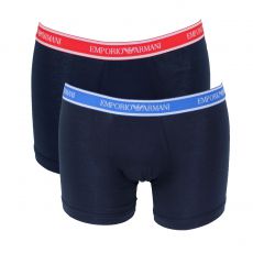 PACK DE 2 BOXERS LONGS STRETCH MARINE CEINTURE BLEU/ROUGE - EMPORIO ARMANI
