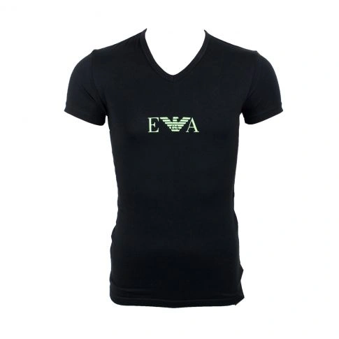 T-SHIRT STRETCH COL V NOIR - EMPORIO ARMANI