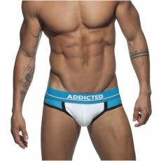 JOCK STRAP PUSH UP SPORT BLANC ET TURQUOISE AD744 - ADDICTED