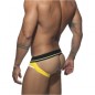JOCK STRAP PUSH UP SPORT NOIR ET JAUNE AD744 - ADDICTED