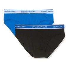 PACK DE 2 SLIPS STRETCH NOIR/BLEU  - EMPORIO ARMANI