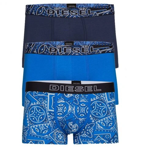 PACK DE 3 BOXERS COURTS DAMIEN THREE PACK COTON STRETCH MARINE/BLEU - DIESEL
