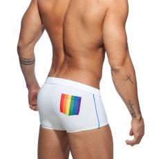BOXER DE BAIN COURT RAINBOW BLANC ADS196 - ADDICTED
