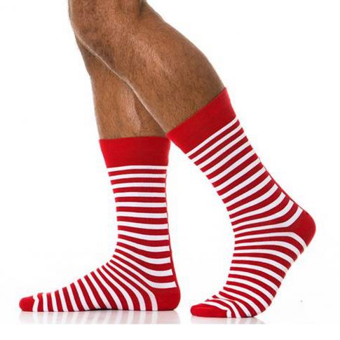 PAIRE DE CHAUSSETTES HAUTES  STRIPED ROUGES - MODUS VIVENDI