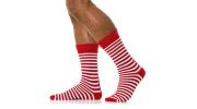 PAIRE DE CHAUSSETTES HAUTES  STRIPED ROUGES - MODUS VIVENDI