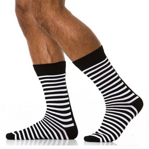 PAIRE DE CHAUSSETTES HAUTES  STRIPED NOIRES - MODUS VIVENDI