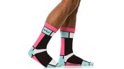 PAIRE DE CHAUSSETTES HAUTES MONDRIAN NOIR/BLANC/ROSE/VERT  - MODUS VIVENDI