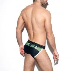SLIP BIKINI LEAVES NOIR UN314 - ES COLLECTION