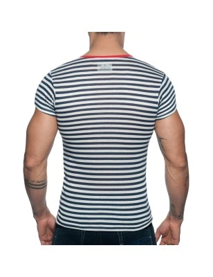 T-SHIRT COL V SAILOR ROUGE AD588 - ADDICTED