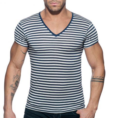 T-SHIRT COL V SAILOR MARINE AD588 - ADDICTED T-SHIRT COL V SAILOR MARINE AD588 - ADDICTED