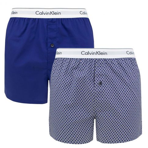 PACK DE 2 CALECONS ELLIPSE PRINT VALIANT BLEU NB1396A - CALVIN KLEIN