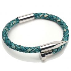 BRACELET TRESSE EMPIECEMENT METAL TURQUOISE - MENGENERATION