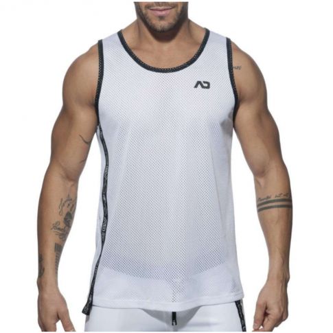 DEBARDEUR PRINTED TAPE TANKTOP EN MESH BLANC AD767 - ADDICTED DEBARDEUR PRINTED TAPE TANKTOP EN MESH BLANC AD767 - ADDICTED