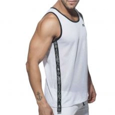 DEBARDEUR PRINTED TAPE TANKTOP EN MESH BLANC AD767 - ADDICTED