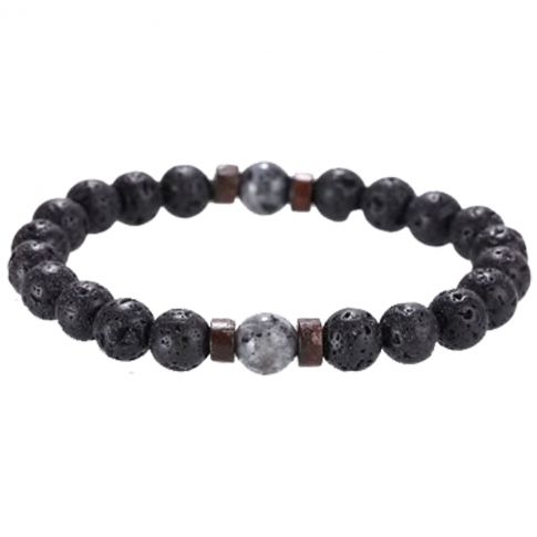 BRACELET EN PIERRE LAVE NOIR/GRIS/MARRON - MENGENERATION