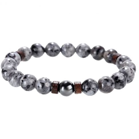 BRACELET EN PIERRE LAVE GRIS/MARRON - MENGENERATION BRACELET EN PIERRE LAVE GRIS/MARRON - MENGENERATION
