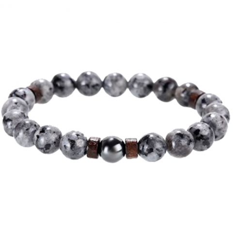 BRACELET EN PIERRE LAVE GRIS/MARRON - MENGENERATION