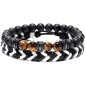 LOT DE 2 BRACELETS PIERRE+TRESSE NOIR/BLANC - MENGENERATION LOT DE 2 BRACELETS PIERRE+TRESSE NOIR/BLANC - MENGENERATION