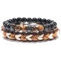 LOT DE 2 BRACELETS PIERRE+TRESSE NOIR/MARRON - MENGENERATION LOT DE 2 BRACELETS PIERRE+TRESSE NOIR/MARRON - MENGENERATION