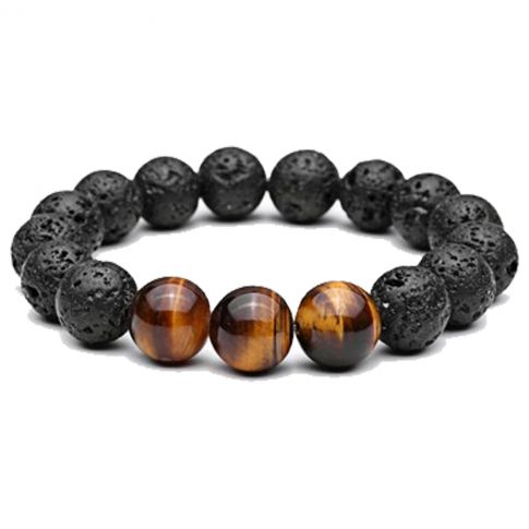 BRACELET EN PIERRE OEIL DE TIGRE NOIR/MARRON - MENGENERATION BRACELET EN PIERRE OEIL DE TIGRE NOIR/MARRON - MENGENERATION