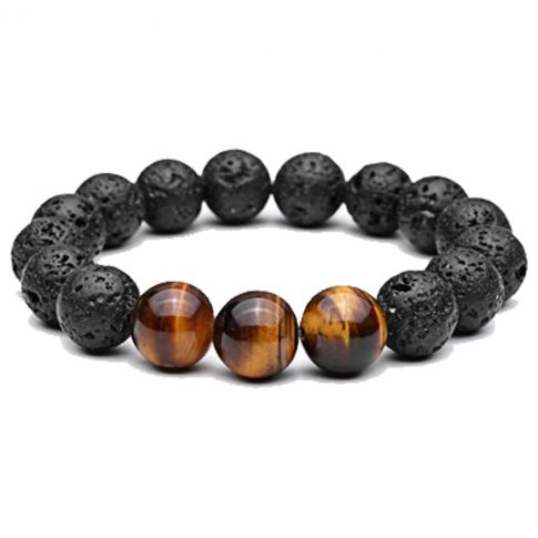 BRACELET EN PIERRE OEIL DE TIGRE NOIR/MARRON - MENGENERATION