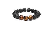 BRACELET EN PIERRE LAVE NOIR/MARRON - MENGENERATION