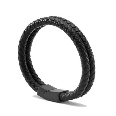 BRACELET DOUBLE TRESSE NOIR - MENGENERATION BRACELET DOUBLE TRESSE NOIR - MENGENERATION