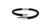 BRACELET TRESSE EMPIECEMENT METAL NOIR - MENGENERATION